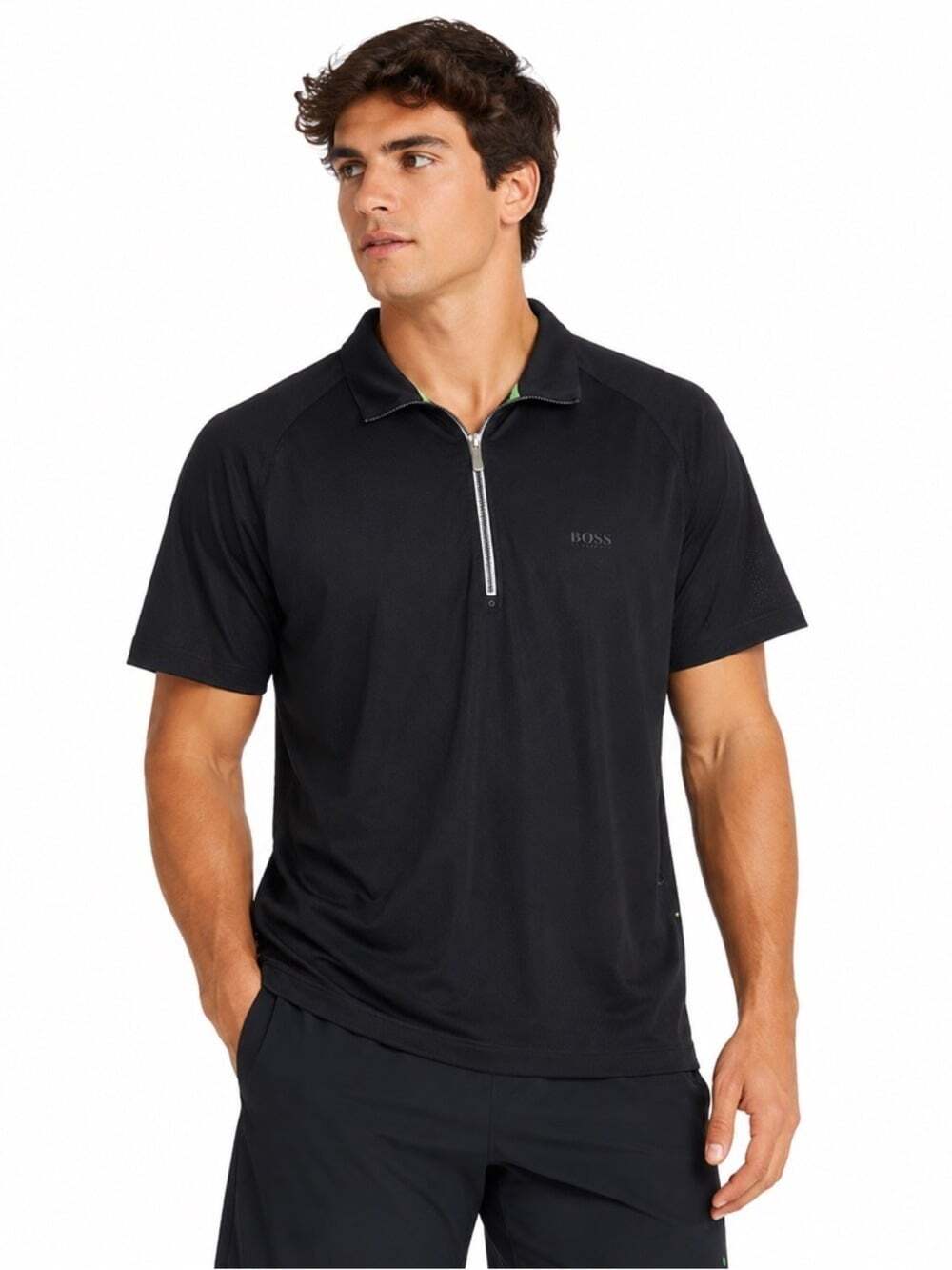 Hugo Boss Men’s 1/2 Zip Moisture Manager Short Sleeve Activewear Top Large